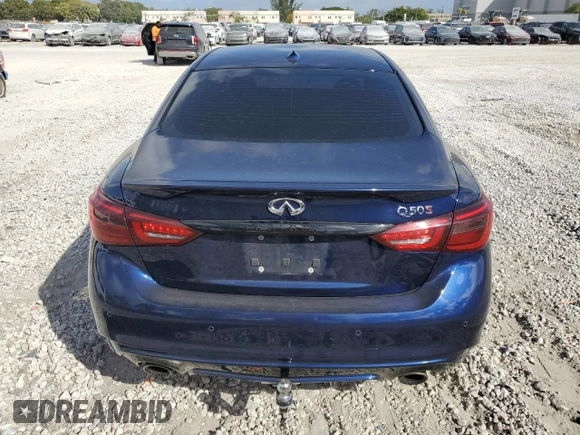 2022 Infiniti Q50 Red Sport 400 with VIN JN1FV7DP4NM370267, listed as a Copart auction lot 45451545 with 46,313 mi miles and Salvage Title. Bid and sale history available at DreamBid. Image 6.
