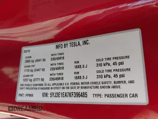 2019 Tesla Model 3 Mid Range с VIN 5YJ3E1EA7KF396485, выставлен на аукционе IAAI как лот 41999619 с пробегом 48 090 миль миль и . История ставок и продаж доступна на DreamBid. Изображение 9.