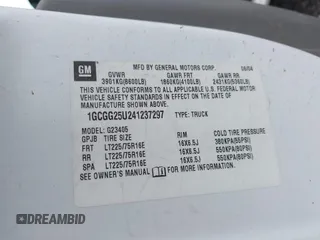 2004 Chevrolet Express Cargo Van with VIN 1GCGG25U241237297, listed as a IAAI auction lot 41664015 with 1 mi miles. Bid and sale history available at carsss.com. Image 9.