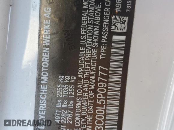 2020 BMW 4 Series 430i xDrive with VIN WBA4Z3C00L5P09777, listed as a Copart auction lot 85852324 with 24,848 mi miles and Salvage title. Bid and sale history available at DreamBid. Image 12.