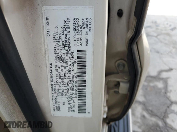 2003 Lexus GX 470 z VIN JTJBT20XX30010271, wystawiony jako Copart lot #52812575 z przebiegiem 291 394 mil mil oraz Szkoda całkowita • Salvage title. Historia ofert i sprzedaży dostępna na DreamBid. Obrazek 13.