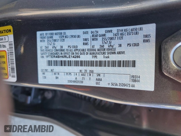 2024 Ford Ranger XL with VIN 1FTER4BH6RLE14286, listed as a Copart auction lot 83205414 with 10,704 mi miles and Salvage Title. Bid and sale history available at carsss.com. Image 12.