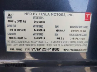 2017 Tesla Model S 100D with VIN 5YJSA1E20HF198503, listed as a IAAI auction lot 41843782 with 77,281 mi miles and . Bid and sale history available at DreamBid. Image 9.