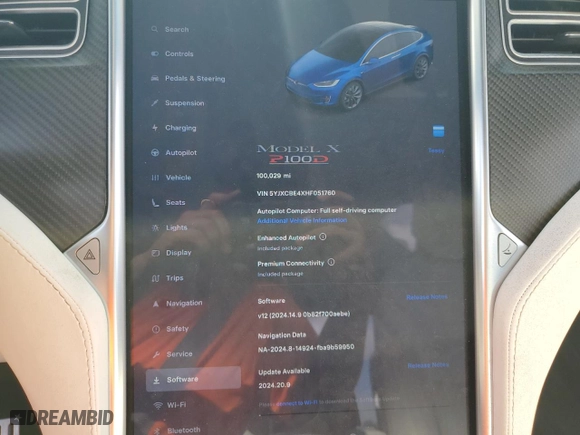 2017 Tesla Model X P100D with VIN 5YJXCBE4XHF051760, listed as a Copart auction lot 63593384 with NaN miles and Salvage Title. Bid and sale history available at carsss.com. Image 9.