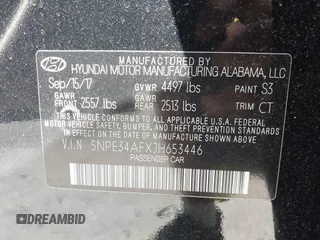 2018 Hyundai Sonata SEL with VIN 5NPE34AFXJH653446, listed as a IAAI auction lot 40011540 with 81,774 mi miles and . Bid and sale history available at DreamBid. Image 9.