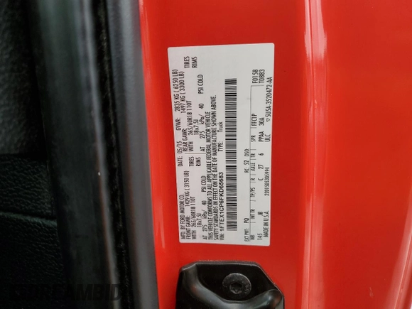2015 Ford F-150 XL with VIN 1FTEX1CP6FKD65683, listed as a Copart auction lot 60900535 with 131,698 mi miles and Salvage title. Bid and sale history available at DreamBid. Image 12.