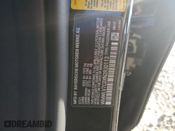 2022 MINI Clubman Cooper S with VIN WMWLV7C0XN2R30113, listed as a Copart auction lot 85766474 with 36,754 mi miles and Salvage Title. Bid and sale history available at DreamBid. Image 13.