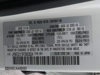 2015 Mazda CX-5 Touring with VIN JM3KE2CY3F0550624, listed as a IAAI auction lot 41931268 with 51,588 mi miles and . Bid and sale history available at carsss.com. Image 9.