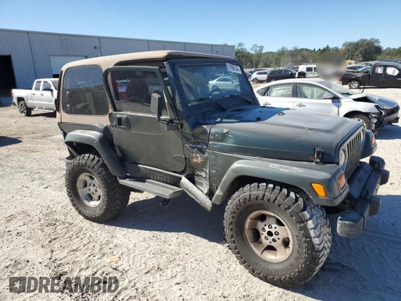 2002 Jeep Wrangler Sahara with VIN 1J4FA59S02P761365, listed as a Copart auction lot 81899144 with 208,429 mi miles and Salvage title. Bid and sale history available at DreamBid. Image 4.
