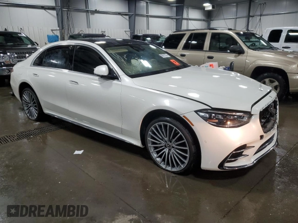 2023 Mercedes-Benz S-Class S 500 with VIN W1K6G6DB0PA210158, listed as a Copart auction lot 86613224 with 0 mi miles and Salvage Title. Bid and sale history available at carsss.com. Image 4.