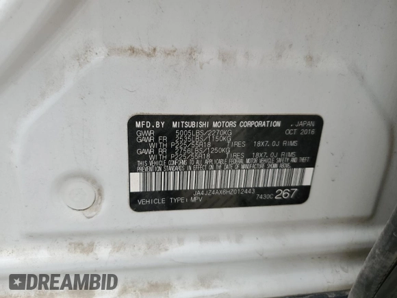 2017 Mitsubishi Outlander GT z VIN JA4JZ4AX6HZ012443, wystawiony jako Copart lot #53775915 z przebiegiem 124 828 mil mil oraz Szkoda całkowita • Salvage title. Historia ofert i sprzedaży dostępna na DreamBid. Obrazek 13.