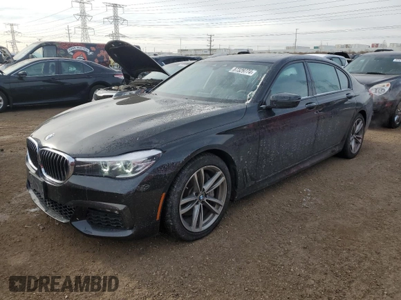 2019 BMW 7 Series 740i xDrive z VIN WBA7E4C50KGV28241, wystawiony jako Copart lot #87329774 z przebiegiem Nie podano mil oraz Szkoda całkowita • Salvage title. Historia ofert i sprzedaży dostępna na DreamBid. Obrazek 1.