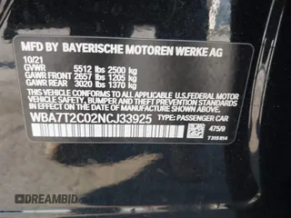 2022 BMW 7 Series 740i with VIN WBA7T2C02NCJ33925, listed as a IAAI auction lot 41377788 with 143,684 mi miles and . Bid and sale history available at carsss.com. Image 9.