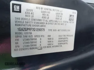 2016 Chevrolet Express Passenger LT with VIN 1GAZGPFF7G1296879, listed as a IAAI auction lot 41359934 with 169,856 mi miles and . Bid and sale history available at DreamBid. Image 9.