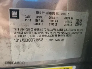 2012 Chevrolet Malibu 1FL with VIN 1G1ZA5E03CF219538, listed as a Copart auction lot 50642095 with 129,413 mi miles and Salvage Title. Bid and sale history available at DreamBid. Image 14.