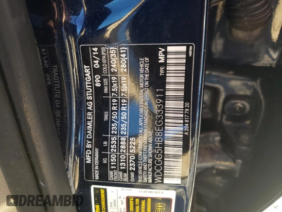 2014 Mercedes-Benz GLK 350 with VIN WDCGG5HB8EG333911, listed as a Copart auction lot 45860225 with 158,160 mi miles and Salvage Title. Bid and sale history available at carsss.com. Image 13.