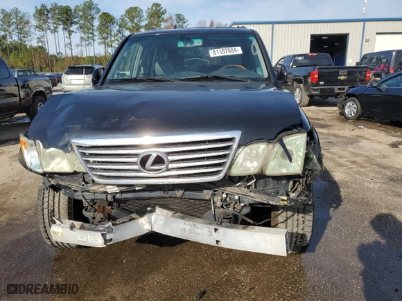 2007 Lexus LX 470 with VIN JTJHT00W374020211, listed as a Copart auction lot 81107884 with 232,240 mi miles and Salvage Title. Bid and sale history available at carsss.com. Image 5.