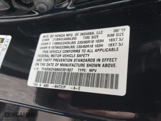 2019 Honda CR-V EX-L with VIN 7FARW2H86KE051507, listed as a IAAI auction lot 41825067 with 89,896 mi miles. Bid and sale history available at carsss.com. Image 9.