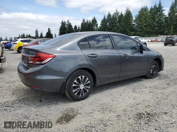 2013 Honda Civic LX with VIN 2HGFB2F55DH302308, listed as a Copart auction lot 60757165 with 70,204 mi miles and Salvage title. Bid and sale history available at DreamBid. Image 3.