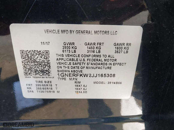 2018 Chevrolet Traverse LS with VIN 1GNERFKW2JJ165308, listed as a IAAI auction lot 40128843 with 93,619 mi miles. Bid and sale history available at carsss.com. Image 9.