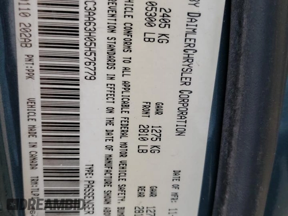 2005 Chrysler 300 C z VIN 2C3AA63H05H576779, wystawiony jako Copart lot #41818983 z przebiegiem Nie podano mil oraz Szkoda całkowita • Salvage title. Historia ofert i sprzedaży dostępna na DreamBid. Obrazek 12.