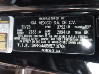 2024 Kia Forte GT-Line with VIN 3KPF54AD5RE719706, listed as a IAAI auction lot 40898591 with 9,873 mi miles and . Bid and sale history available at carsss.com. Image 9.