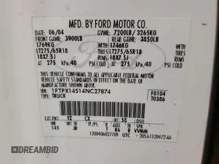 2004 Ford F-150 XLT with VIN 1FTPX14514NC27874, listed as a Copart auction lot 47666135 with 157,075 mi miles and Clean Title. Bid and sale history available at carsss.com. Image 12.