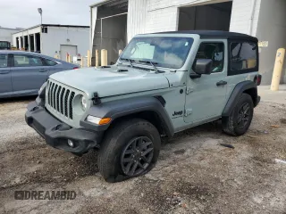 2024 Jeep Wrangler Sport S z VIN 1C4PJXAN5RW160027, wystawiony jako Copart lot #79362864 z przebiegiem 13 733 mil mil oraz Szkoda całkowita • Salvage title. Historia ofert i sprzedaży dostępna na DreamBid. Obrazek 1.
