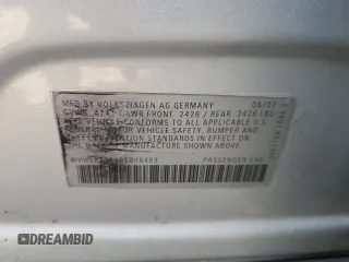 2008 Volkswagen Passat Komfort with VIN WVWLK73C88E018489, listed as a Copart auction lot 44925705 with 186,527 mi miles and Salvage title. Bid and sale history available at DreamBid. Image 12.
