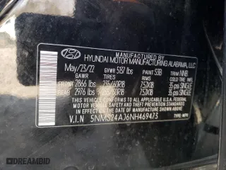 2022 Hyundai Santa Fe SEL with VIN 5NMS24AJ6NH469473, listed as a Copart auction lot 44717215 with 81,001 mi miles and Salvage Title. Bid and sale history available at carsss.com. Image 13.