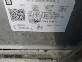 2020 GMC Acadia SLT z VIN 1GKKNULS7LZ214597, wystawiony jako Copart lot #48847685 z przebiegiem 63 826 mil mil oraz Szkoda całkowita • Salvage title. Historia ofert i sprzedaży dostępna na DreamBid. Obrazek 12.