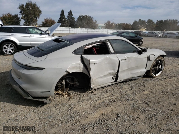 2021 Porsche Taycan with VIN WP0AA2Y13MSA16443, listed as a Copart auction lot 77792804 with NaN miles and Salvage Title. Bid and sale history available at carsss.com. Image 3.