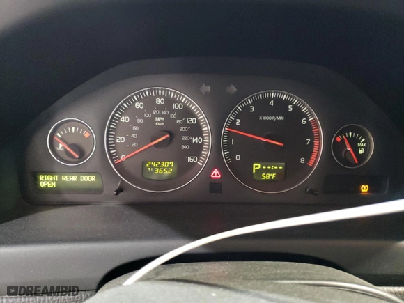 2007 Volvo S60 2.5L Turbo with VIN YV1RS592972614301, listed as a Copart auction lot 52166295 with 242,307 mi miles and Salvage Title. Bid and sale history available at carsss.com. Image 9.