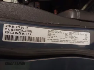 2020 Dodge Durango R/T с VIN 1C4SDJCT0LC374135, выставлен на аукционе IAAI как лот 41696028 с пробегом 72 271 миль миль и . История ставок и продаж доступна на DreamBid. Изображение 9.