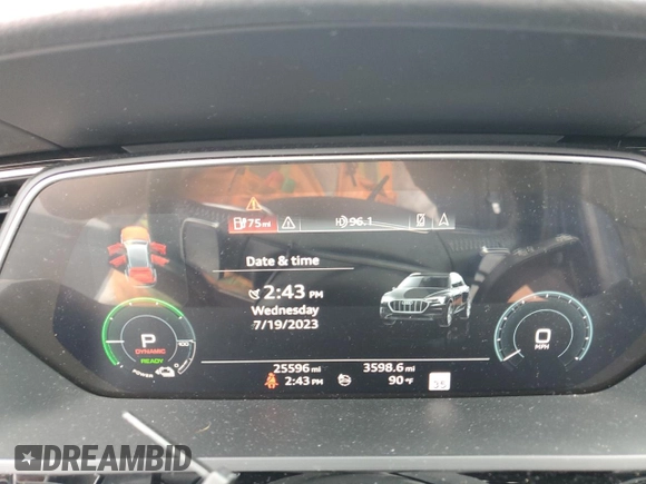 2019 Audi e-tron Prestige with VIN WA1VAAGE2KB005891, listed as a Copart auction lot 60627053 with 25,596 mi miles. Bid and sale history available at carsss.com. Image 9.