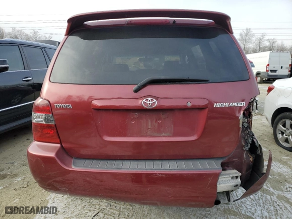 2007 Toyota Highlander with VIN JTEGD21A070165218, listed as a Copart auction lot 44541465 with 218,161 mi miles and Salvage Title. Bid and sale history available at carsss.com. Image 6.