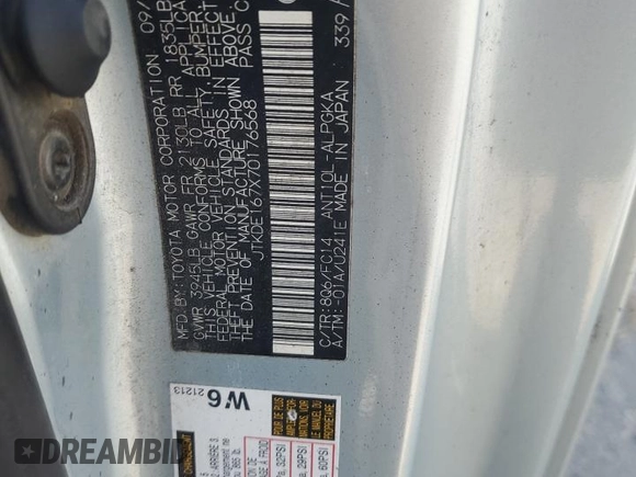 2007 Scion tC Spec with VIN JTKDE167X70176568, listed as a Copart auction lot 60289275 with Not provided miles and Salvage title. Bid and sale history available at DreamBid. Image 12.