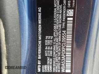 2023 BMW 4 Series 430i with VIN WBA53AP0XPCL09554, listed as a Copart auction lot 51770213 with 7,447 mi miles and . Bid and sale history available at DreamBid. Image 14.