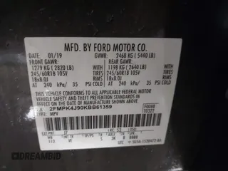 2019 Ford Edge SEL with VIN 2FMPK4J90KBB61359, listed as a IAAI auction lot 41614900 with 60,141 mi miles. Bid and sale history available at carsss.com. Image 9.