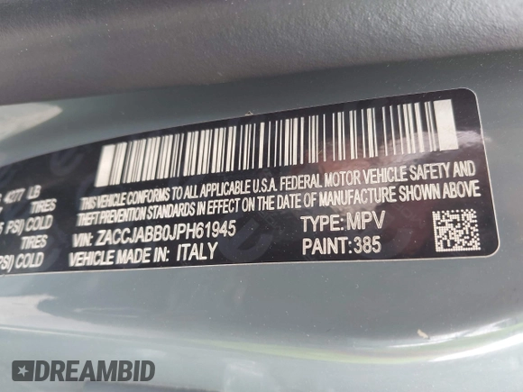 2018 Jeep Renegade Latitude с VIN ZACCJABB0JPH61945, выставлен на аукционе IAAI как лот 42165795 с пробегом Не указан миль и . История ставок и продаж доступна на DreamBid. Изображение 9.