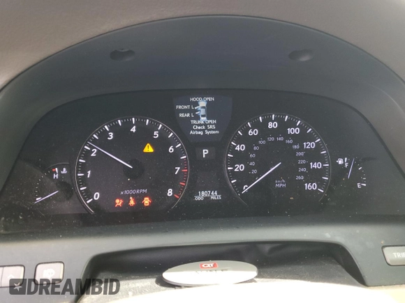 2010 Lexus LS 460 with VIN JTHBL5EF6A5094415, listed as a Copart auction lot 80513194 with 180,744 mi miles and Salvage title. Bid and sale history available at DreamBid. Image 9.