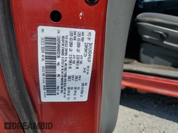 2004 Dodge Caravan SE with VIN 1D4GP24R94B552186, listed as a Copart auction lot 62275625 with 177,790 mi miles and Salvage title. Bid and sale history available at DreamBid. Image 13.
