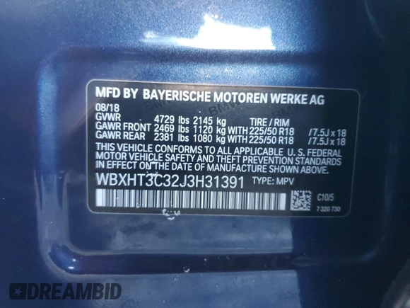 2018 BMW X1 xDrive28i with VIN WBXHT3C32J3H31391, listed as a Copart auction lot 88584855 with 32,441 mi miles and Salvage Title. Bid and sale history available at DreamBid. Image 15.