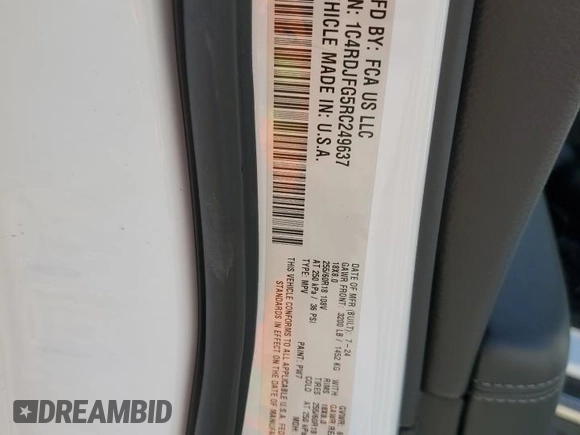 2024 Dodge Durango Special Service with VIN 1C4RDJFG5RC249637, listed as a Copart auction lot 49053505 with 835 mi miles and Salvage title. Bid and sale history available at DreamBid. Image 13.