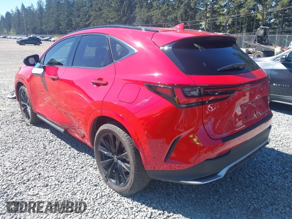 2025 Lexus NX with VIN JTJKKCFZ9S2043833, listed as a IAAI auction lot 42062661 with 9,850 mi miles. Bid and sale history available at carsss.com. Image 3.