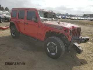 2020 Jeep Wrangler Unlimited Rubicon with VIN 1C4HJXFN3LW107654, listed as a Copart auction lot 54021595 with 39,587 mi miles and Salvage title. Bid and sale history available at DreamBid. Image 4.