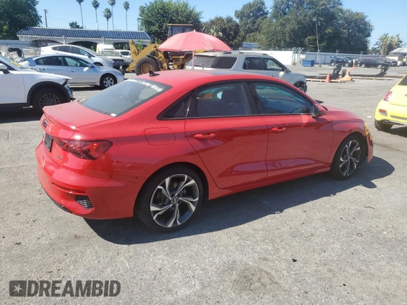 2023 Audi A3 Premium with VIN WAUGUDGY7PA027185, listed as a Copart auction lot 67068784 with 13,254 mi miles and Salvage Title. Bid and sale history available at carsss.com. Image 3.