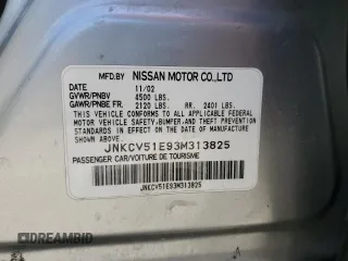 2003 Infiniti G35 w/Leather with VIN JNKCV51E93M313825, listed as a Copart auction lot 67680224 with Not Provided miles and Salvage Title. Bid and sale history available at DreamBid. Image 12.