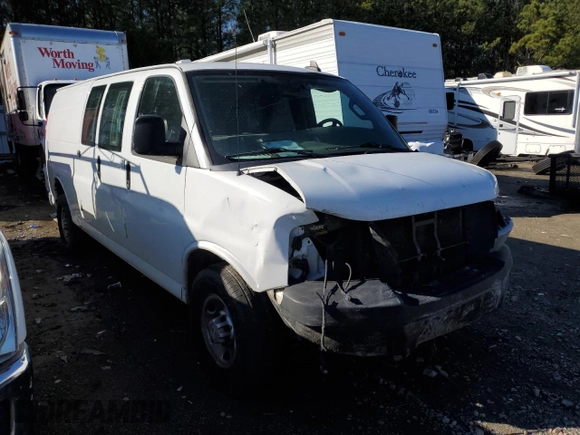 2019 Chevrolet Express Cargo z VIN 1GCWGBFG4K1185639, wystawiony jako Copart lot #88564825 z przebiegiem Nie podano mil oraz Szkoda całkowita • Salvage title. Historia ofert i sprzedaży dostępna na DreamBid. Obrazek 4.