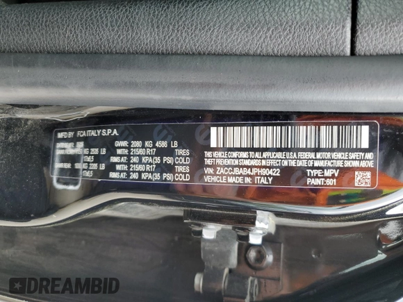 2018 Jeep Renegade Upland z VIN ZACCJBAB4JPH90422, wystawiony jako Copart lot #55999015 z przebiegiem 147 775 mil mil oraz Szkoda całkowita • Salvage title. Historia ofert i sprzedaży dostępna na DreamBid. Obrazek 13.